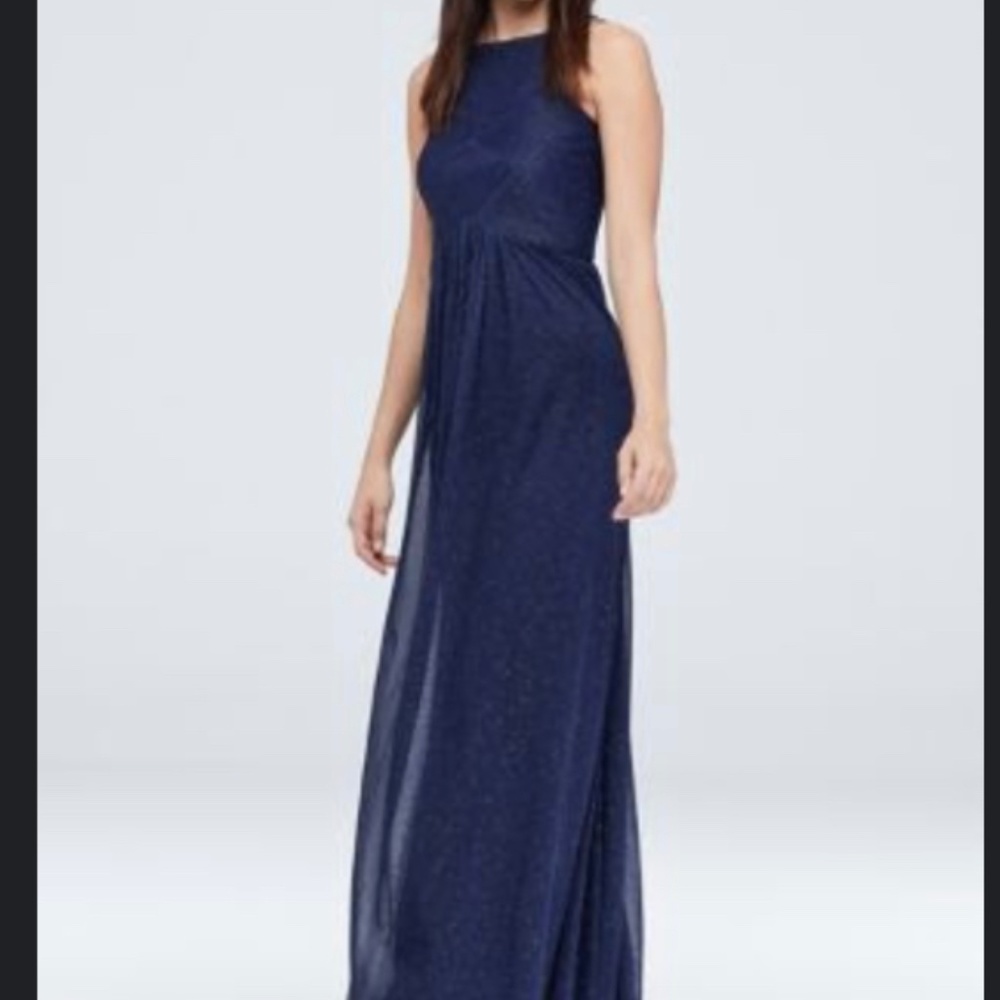 David’s Bridal High Neck Glitter Chiffon Dress size 14 NWT